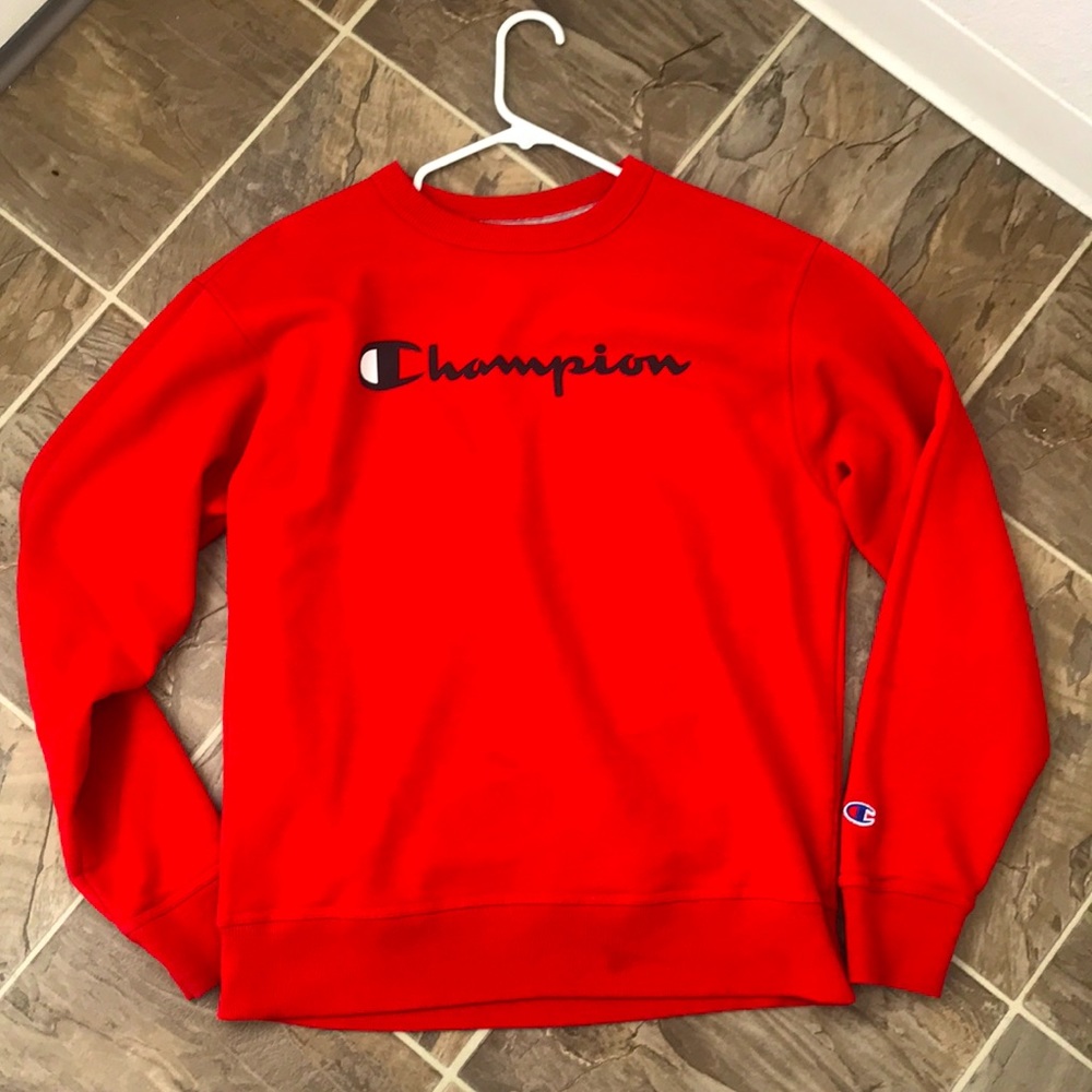 Men’s Red Champion Crew Neck Sweater